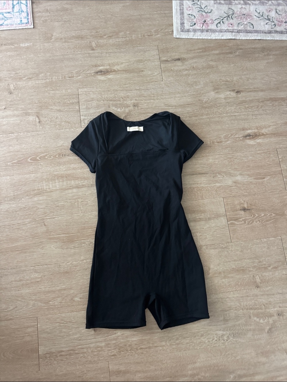 Black Short Sleeve workout One-Piece Romper active wear